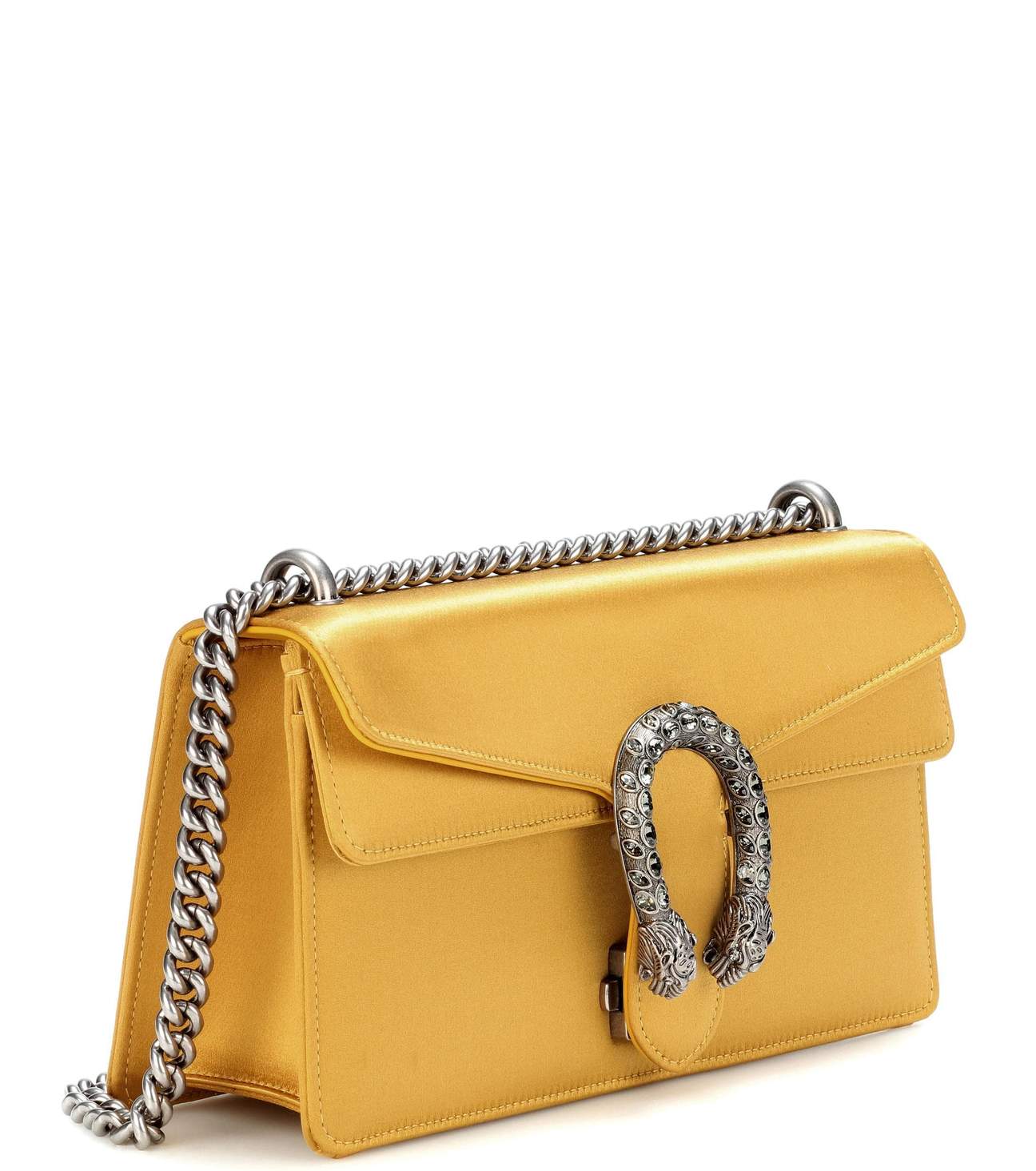Gucci Small Dionysus Satin Shoulder Bag in Celestial Yellow