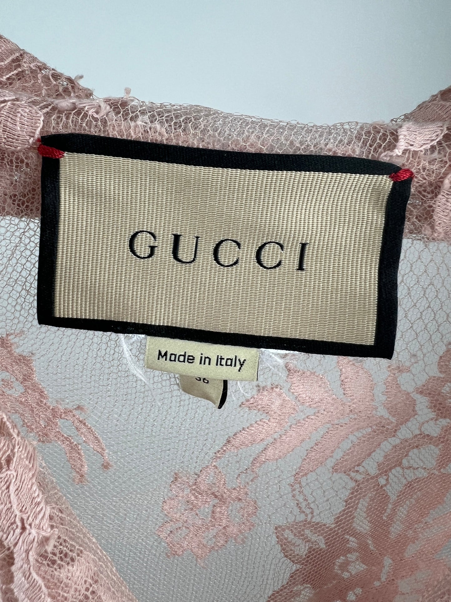 Gucci Pink Lace Mini Dress with Belt Detail Size IT 36 (UK 8)