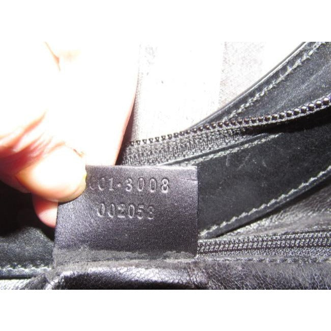 Gucci Shopper Tote With V Shaped Top Bamboo Handle Black Leather Hobo Bag