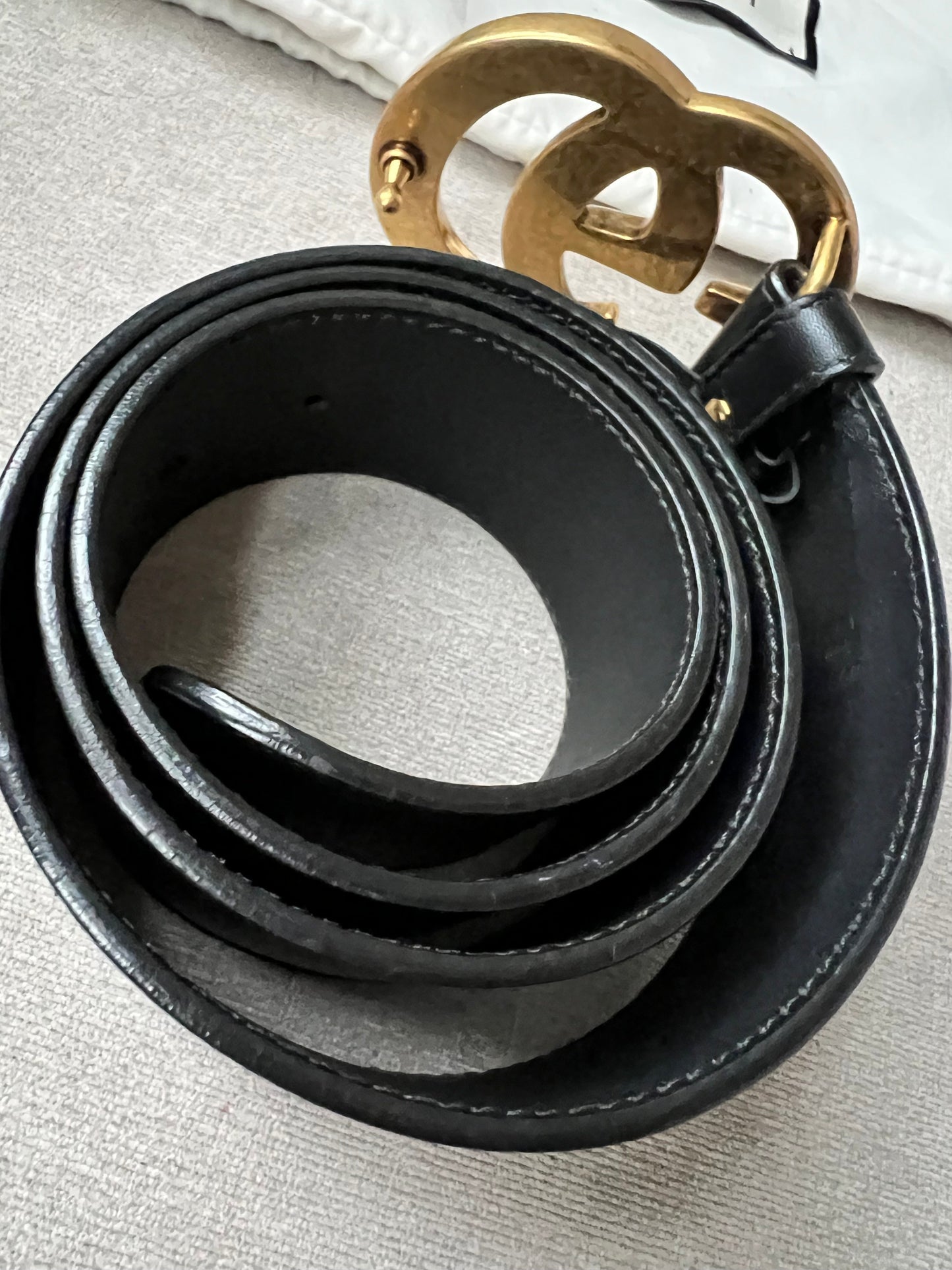 Gucci GG 2015 Re edition Marmont Black Wide Leather Belt with Gold Buckle (RRP £380)