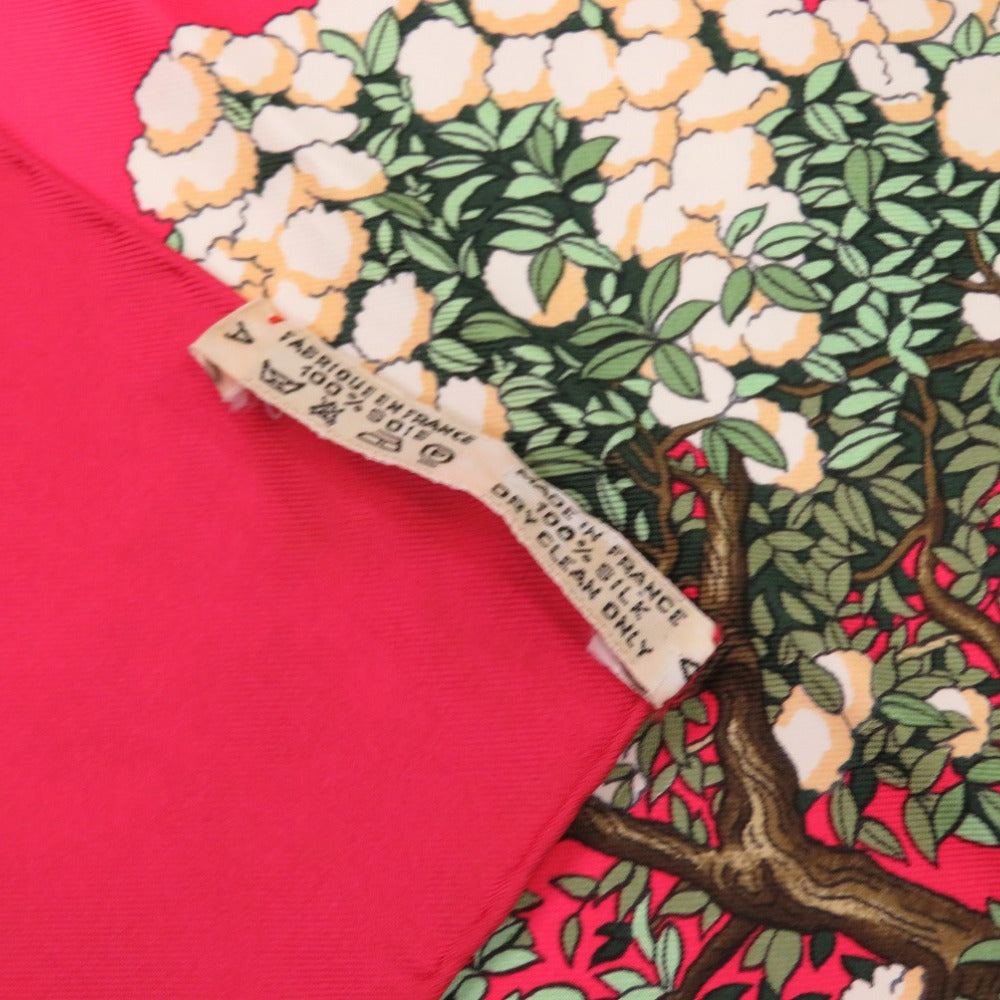 HERMES scarf silk Red Carre90 Bonsai Beautiful Town