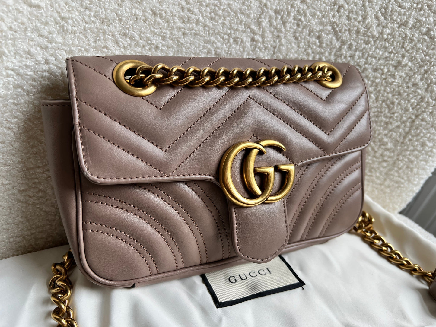Gucci GG Dusty Pink Marmont Mini Shoulder Bag (RRP £1,890)