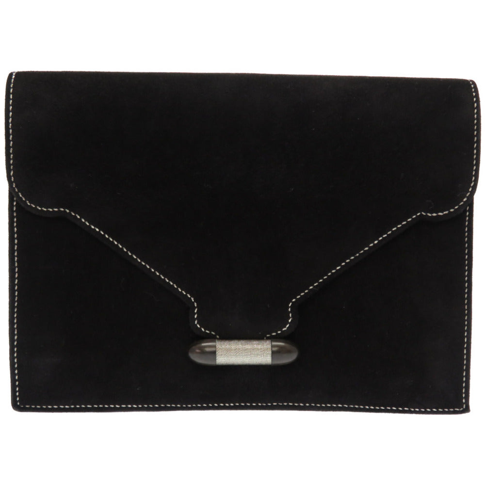HERMES Clutch bag Doblis black Silverstitch Navet Women Used