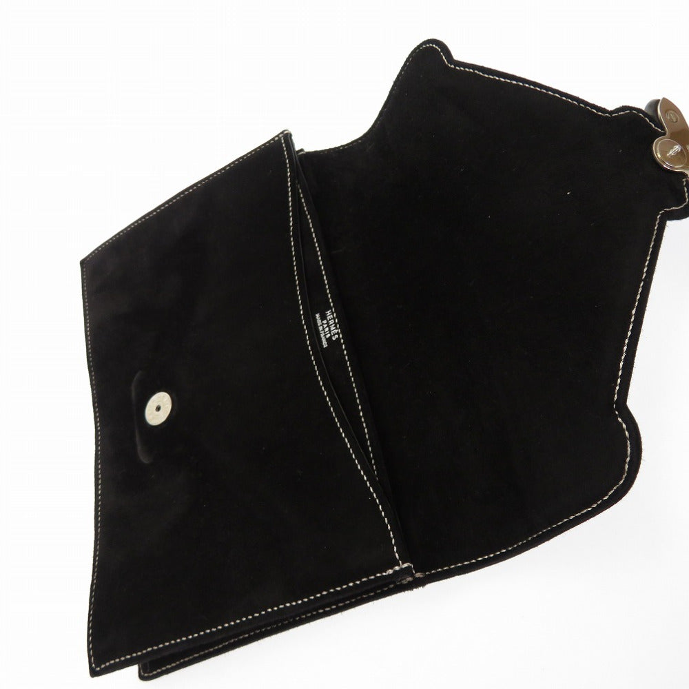 HERMES Clutch bag Doblis black Silverstitch Navet Women Used