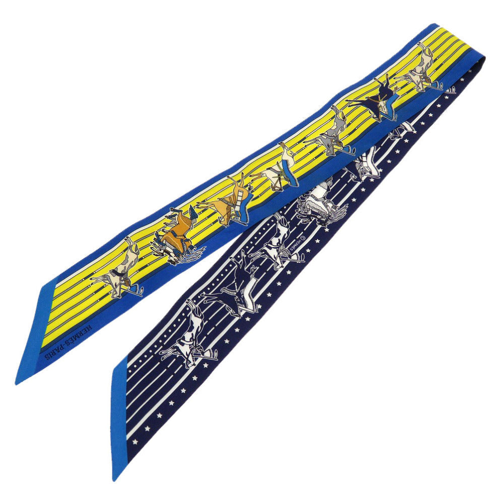 HERMES scarf silk blue Pawnee Chief Pani La Shar Pawnee
