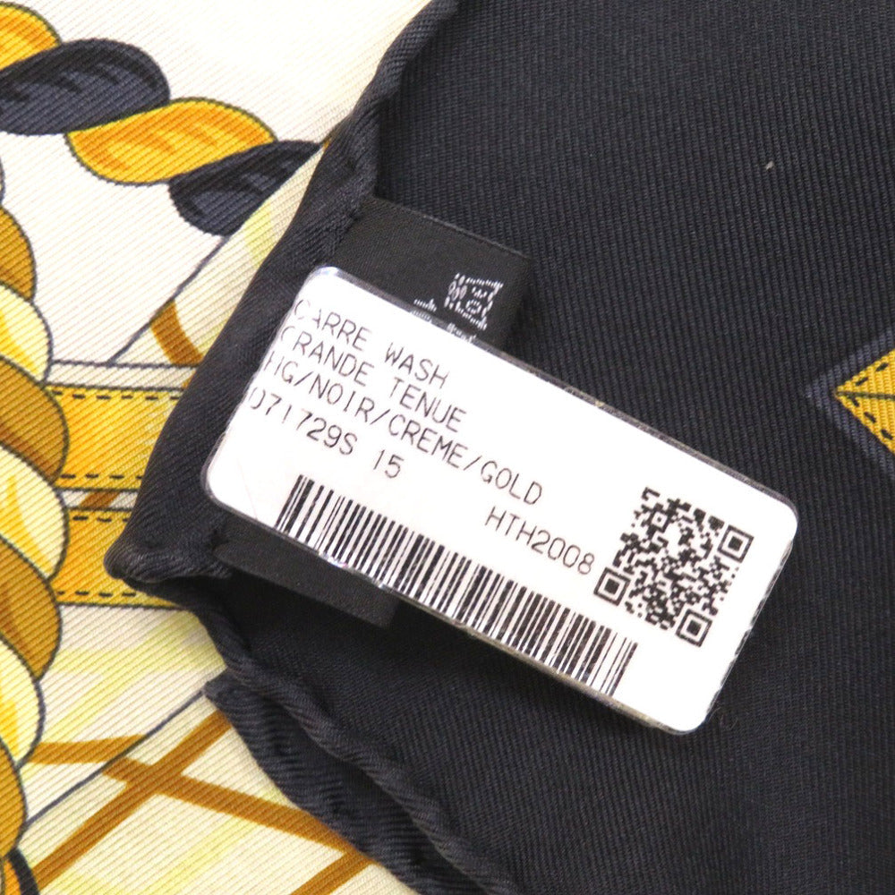 HERMES scarf silk Noir Kare Wash 90 Formal Dress