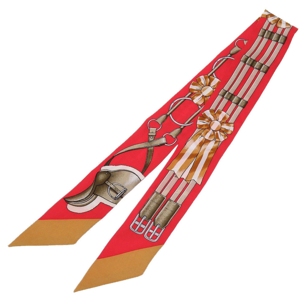 HERMES scarf silk Rouge viv Twilly