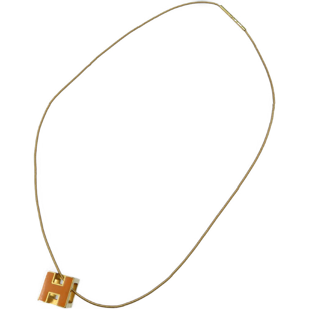 HERMES Necklace metal Orange Cardue Ash H-cube