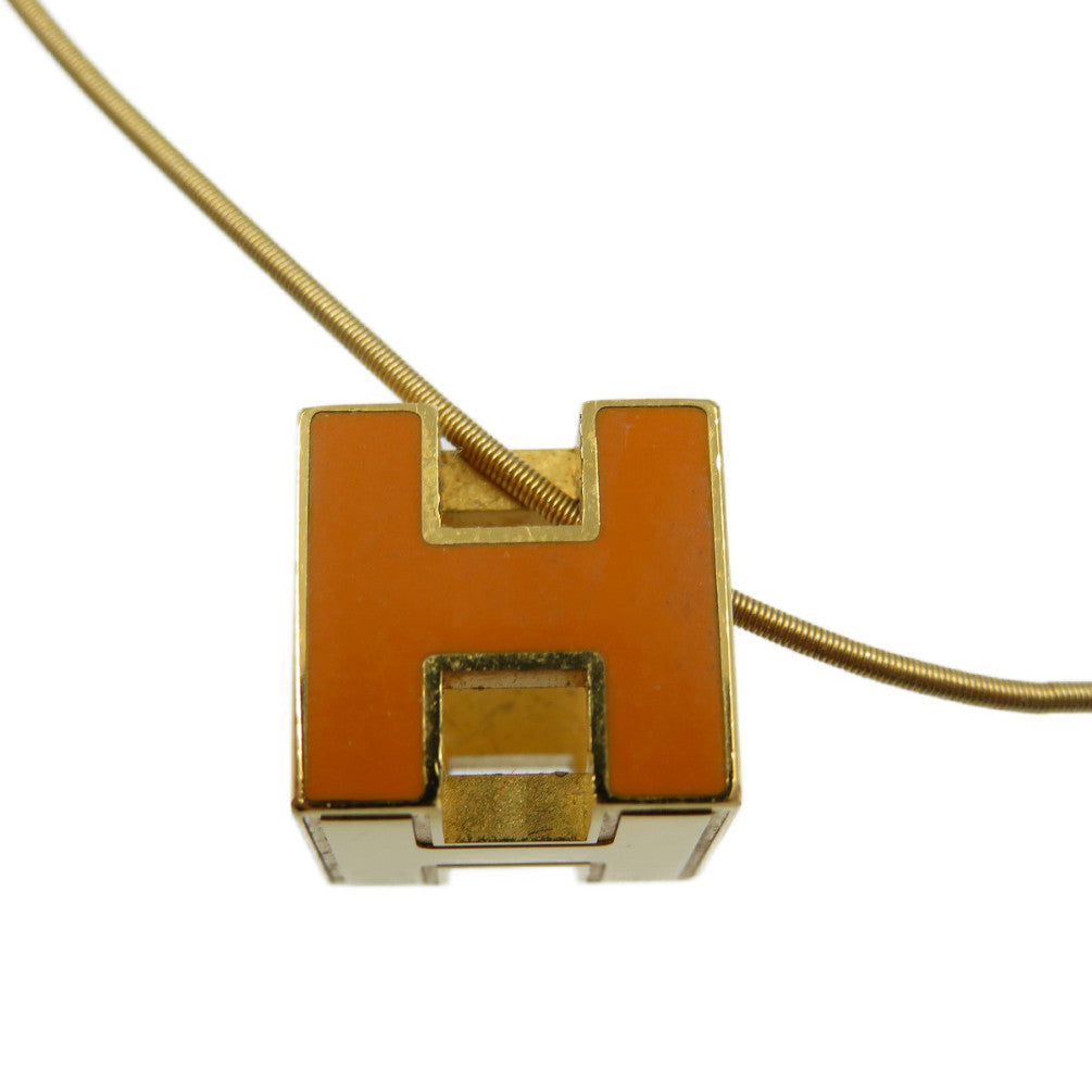 HERMES Necklace metal Orange Cardue Ash H-cube