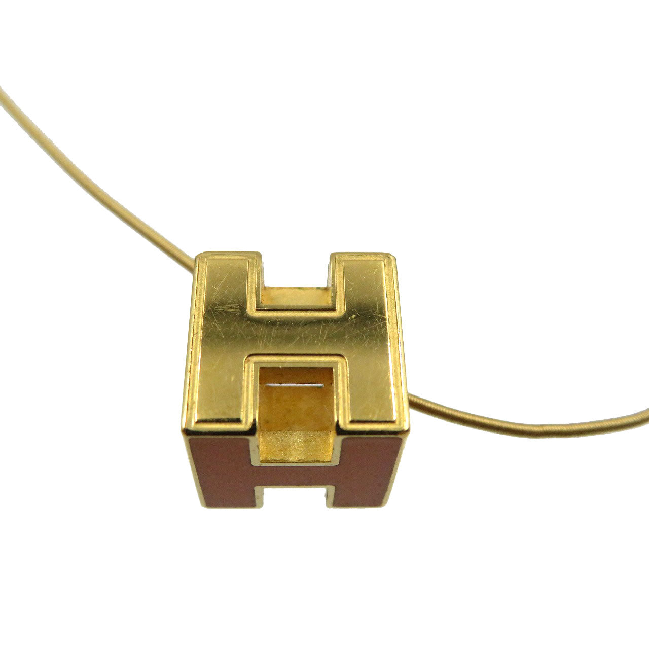 HERMES Necklace metal Orange Cardue Ash H-cube