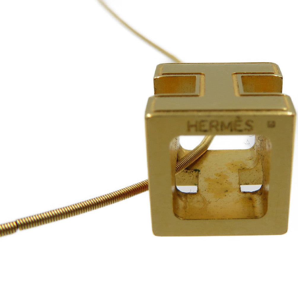 HERMES Necklace metal Orange Cardue Ash H-cube
