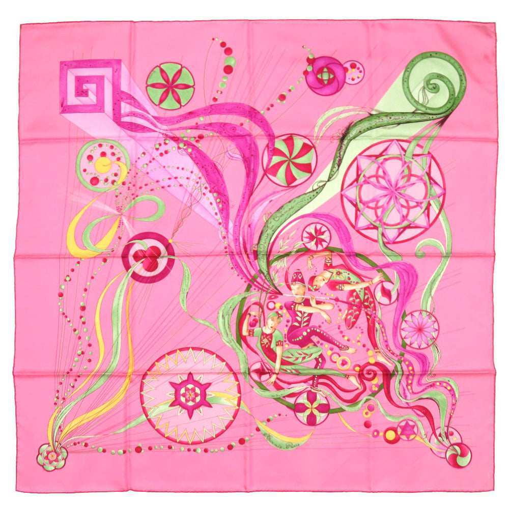 HERMES scarf silk pink Carre90 La Danse du Cosmos Dance of the Universe