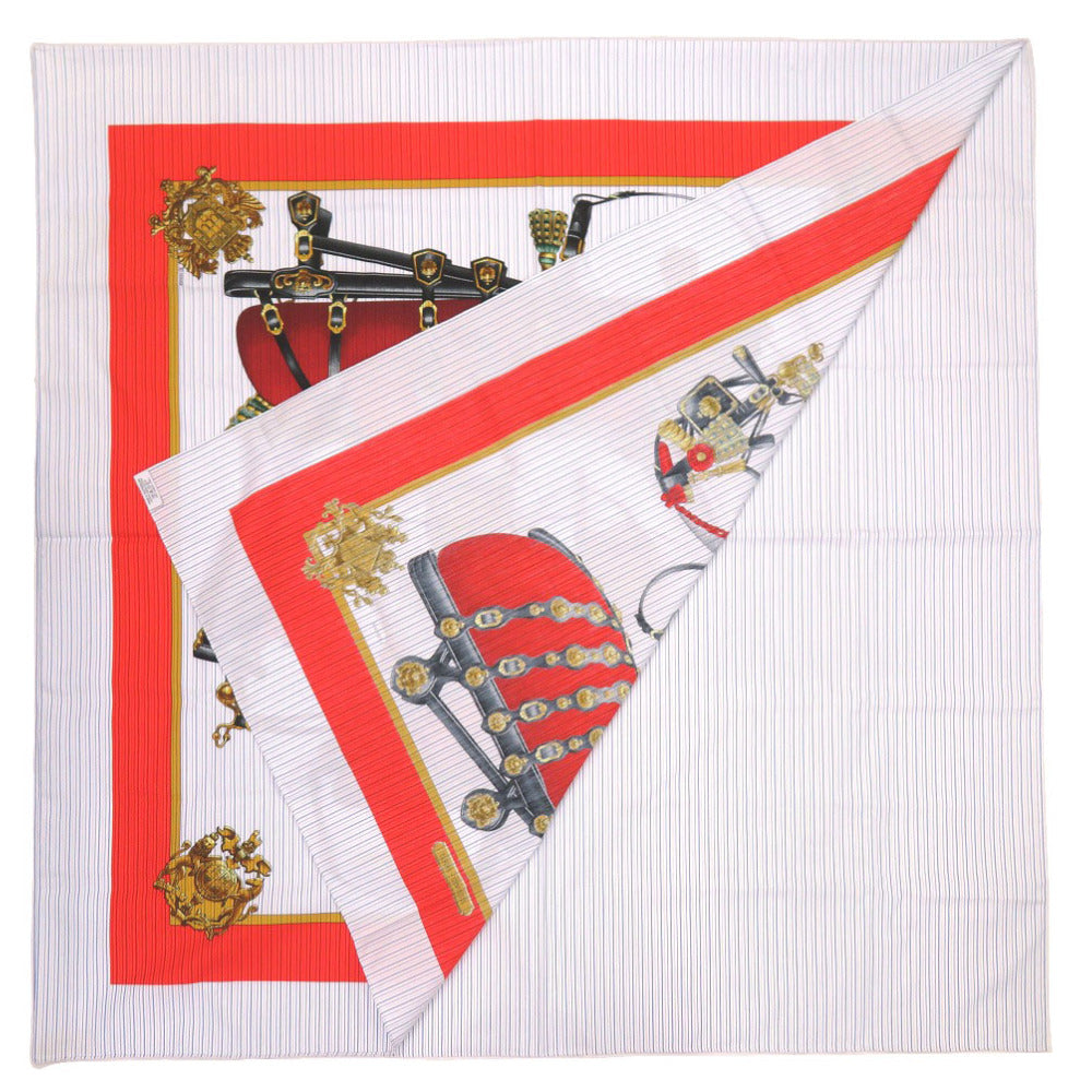 HERMES scarf cotton Red x Comme des Garcons Collaboration HARNAIS DE COUR