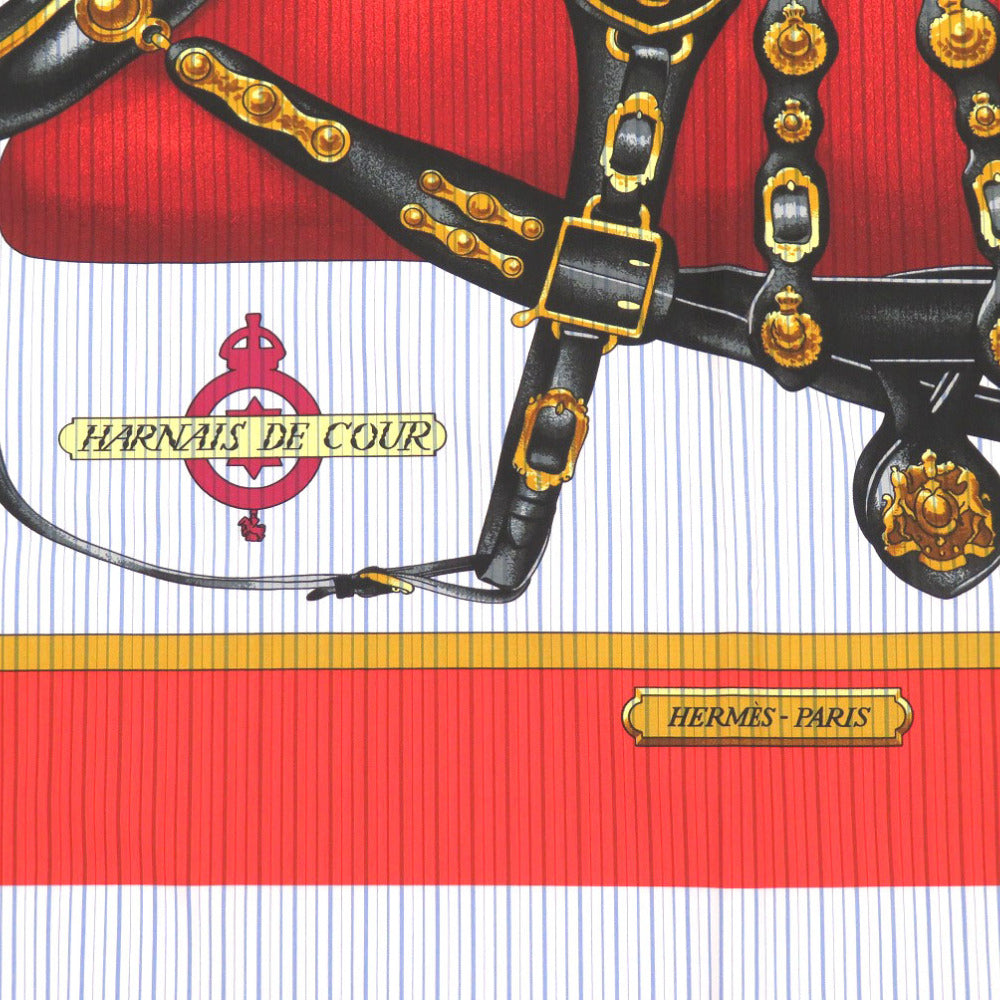 HERMES scarf cotton Red x Comme des Garcons Collaboration HARNAIS DE COUR