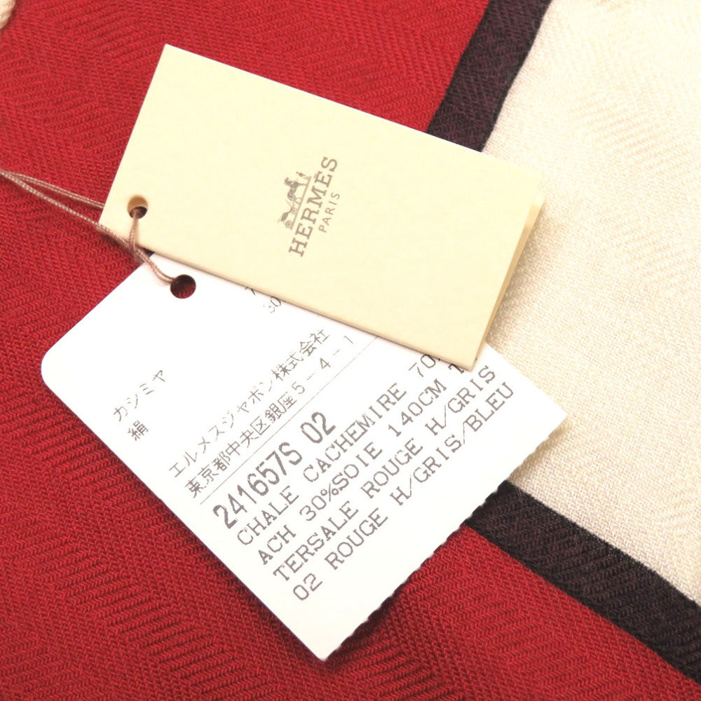 HERMES Stall cashmere Rouge ash Carre140 SELLIER racehorse horse
