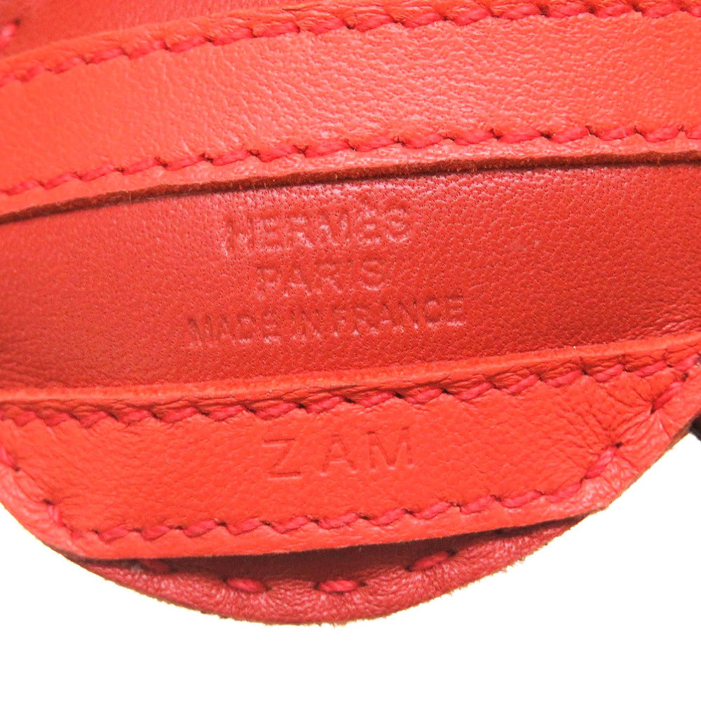 HERMES key ring leather Orange poppy Bag charm Gee Gee Savannah Women Used