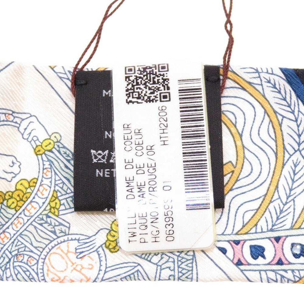 HERMES scarf silk black Twilly Queen of Hearts DAME DE COEUR