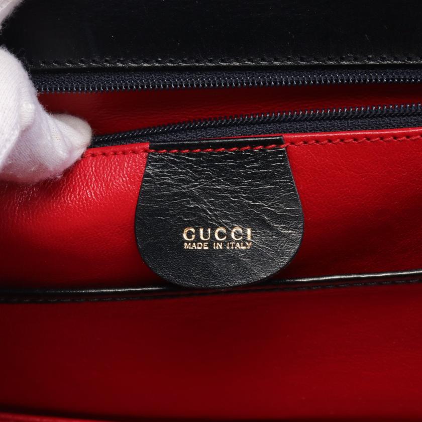 Gucci Bamboo Handbag Leather Black
