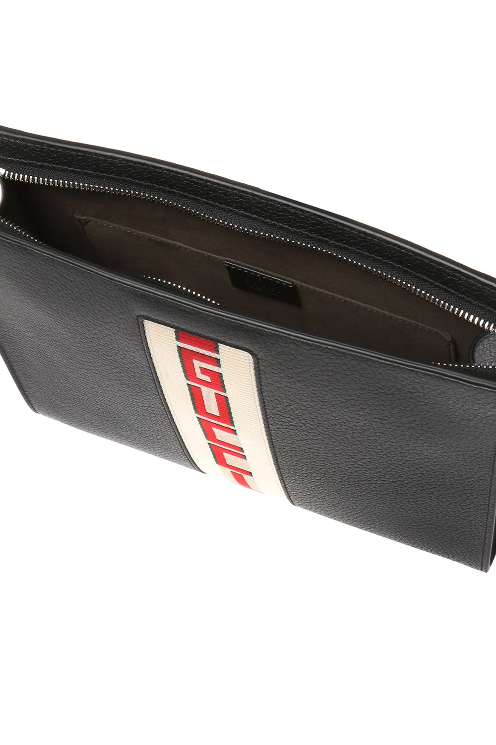 Gucci Men's Leather Stripe Pouch in Black