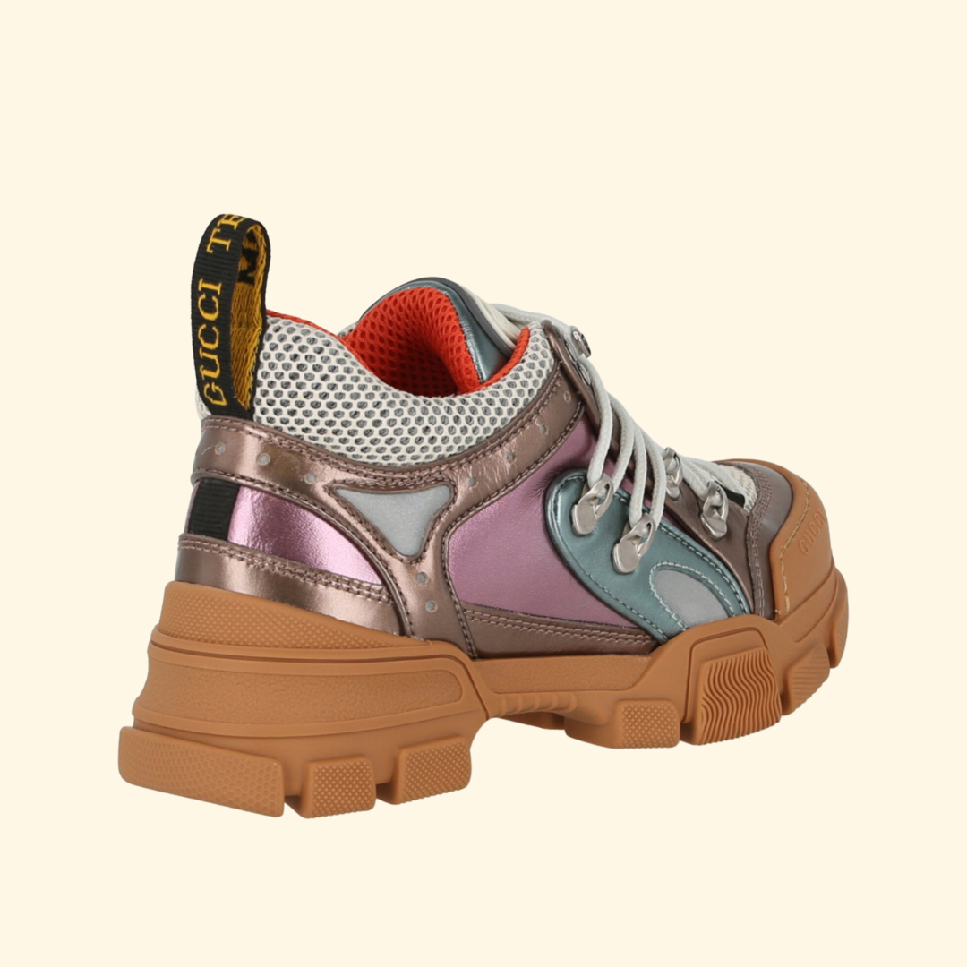 Gucci Flashtrek Metallic Leather Sneakers,