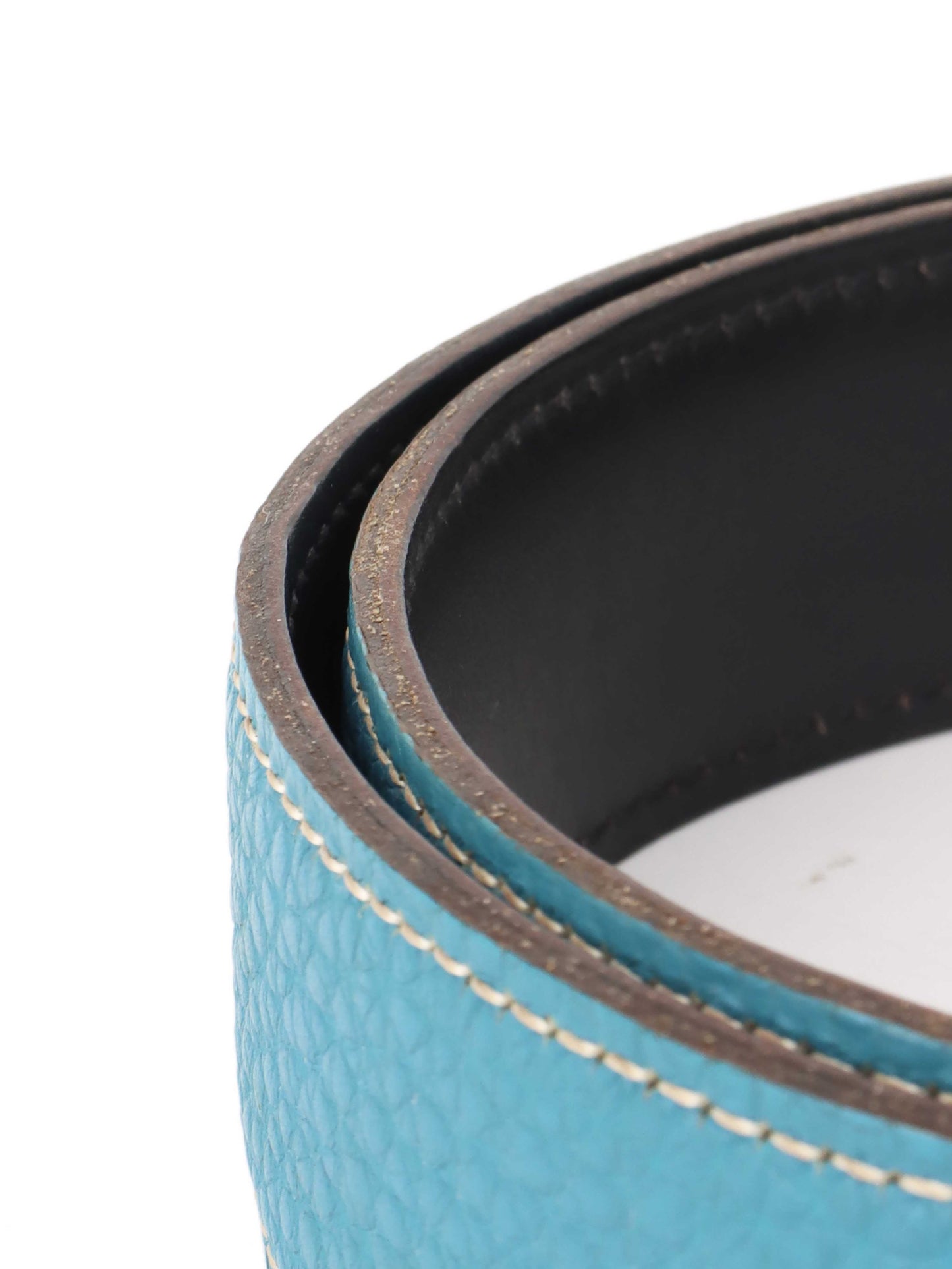 Hermes Bleu Jean/Noir Leather H Belt.