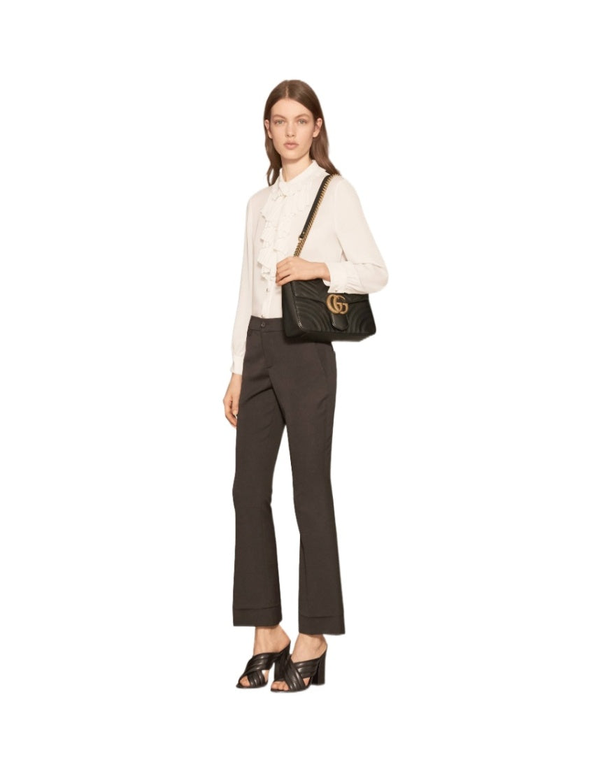 Gucci Black GG Marmont Series Medium Quilted Shoulder Bag