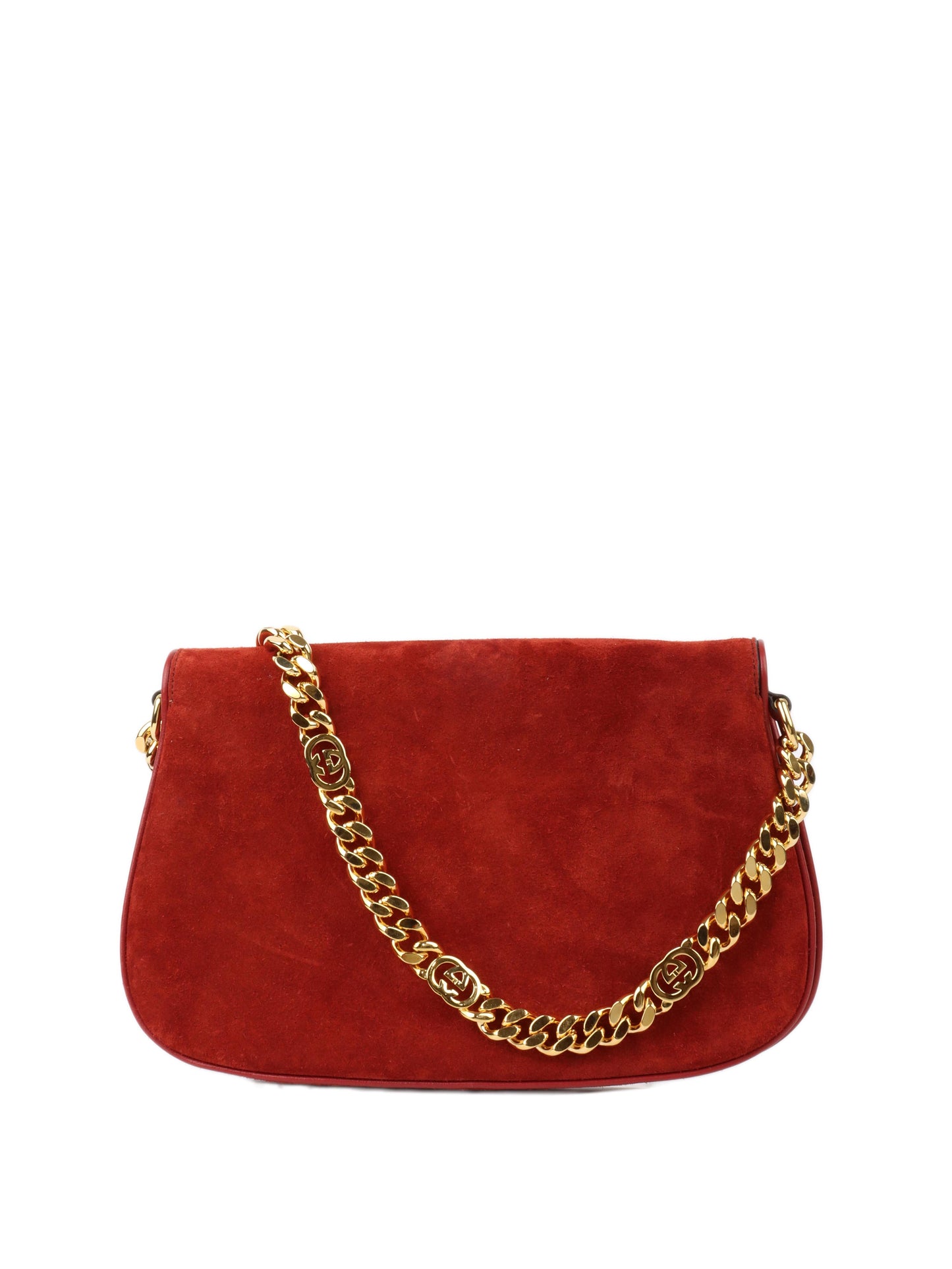 Gucci Blondie Red Suede Shoulder Bag.