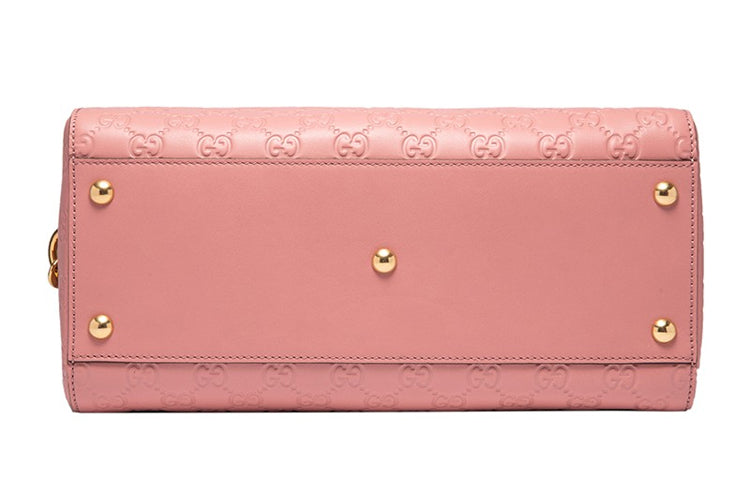 (WMNS) Gucci Logo Embossing Leather Boston handBag Pink Classic 453573-DMT1G-5812