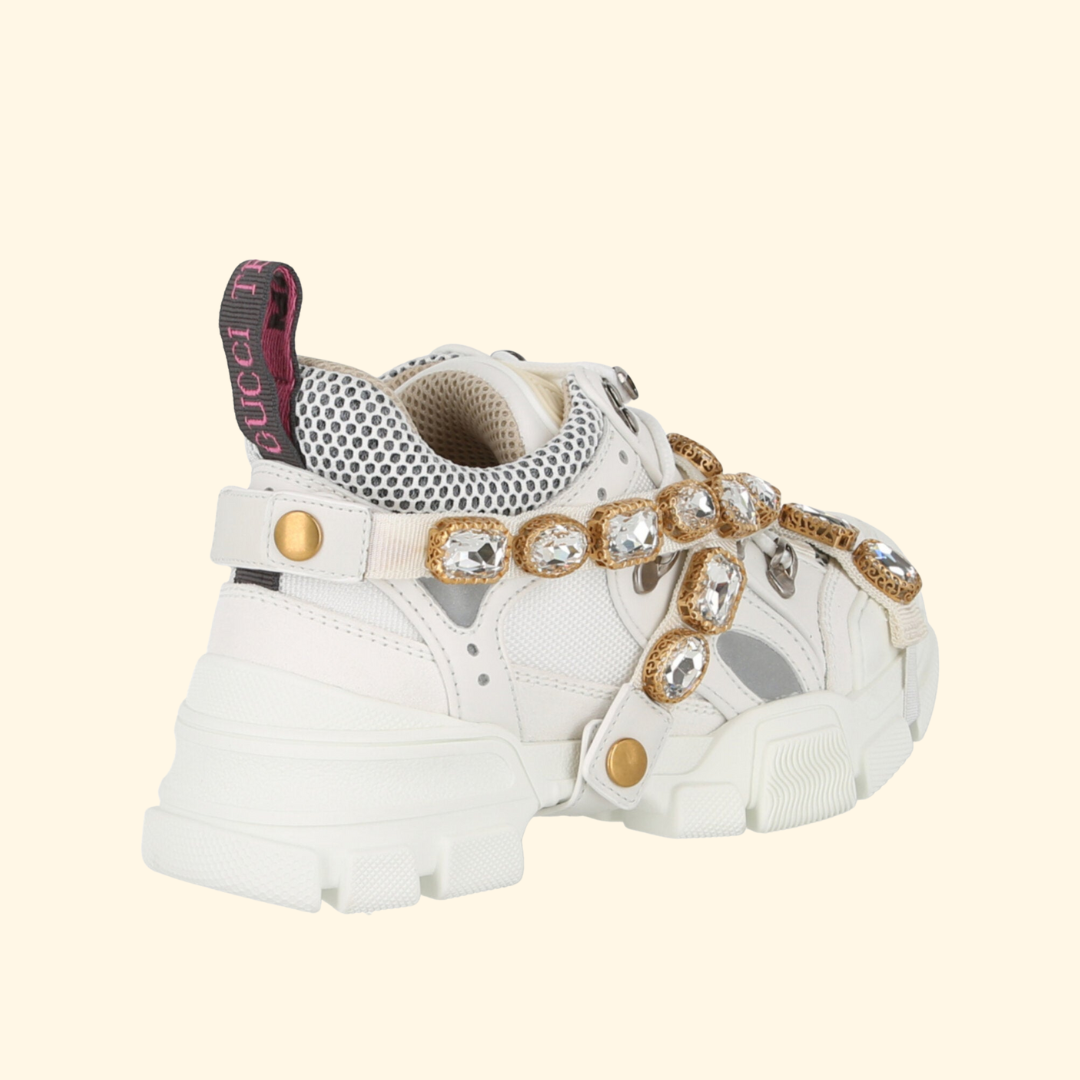 Gucci Flashtrek Chunky Leather Sneakers, White,