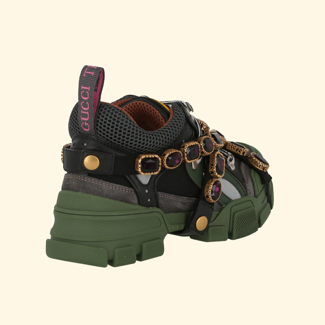 Gucci Flashtrek Chunky Leather Sneakers, Green,