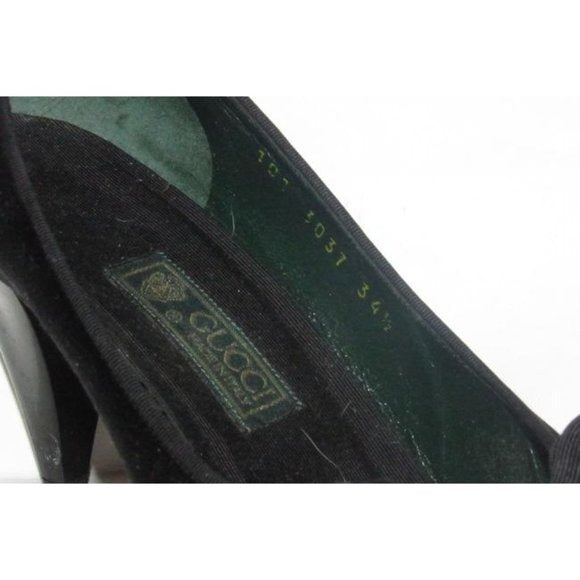 Gucci Black Satin Over Leather w Rhinestone Accent