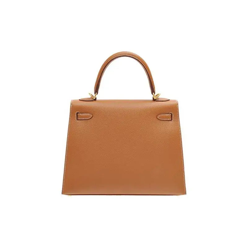 HERMES Kelly Bag Epsom Leather Handbag (25,28) cow brown gold hardware