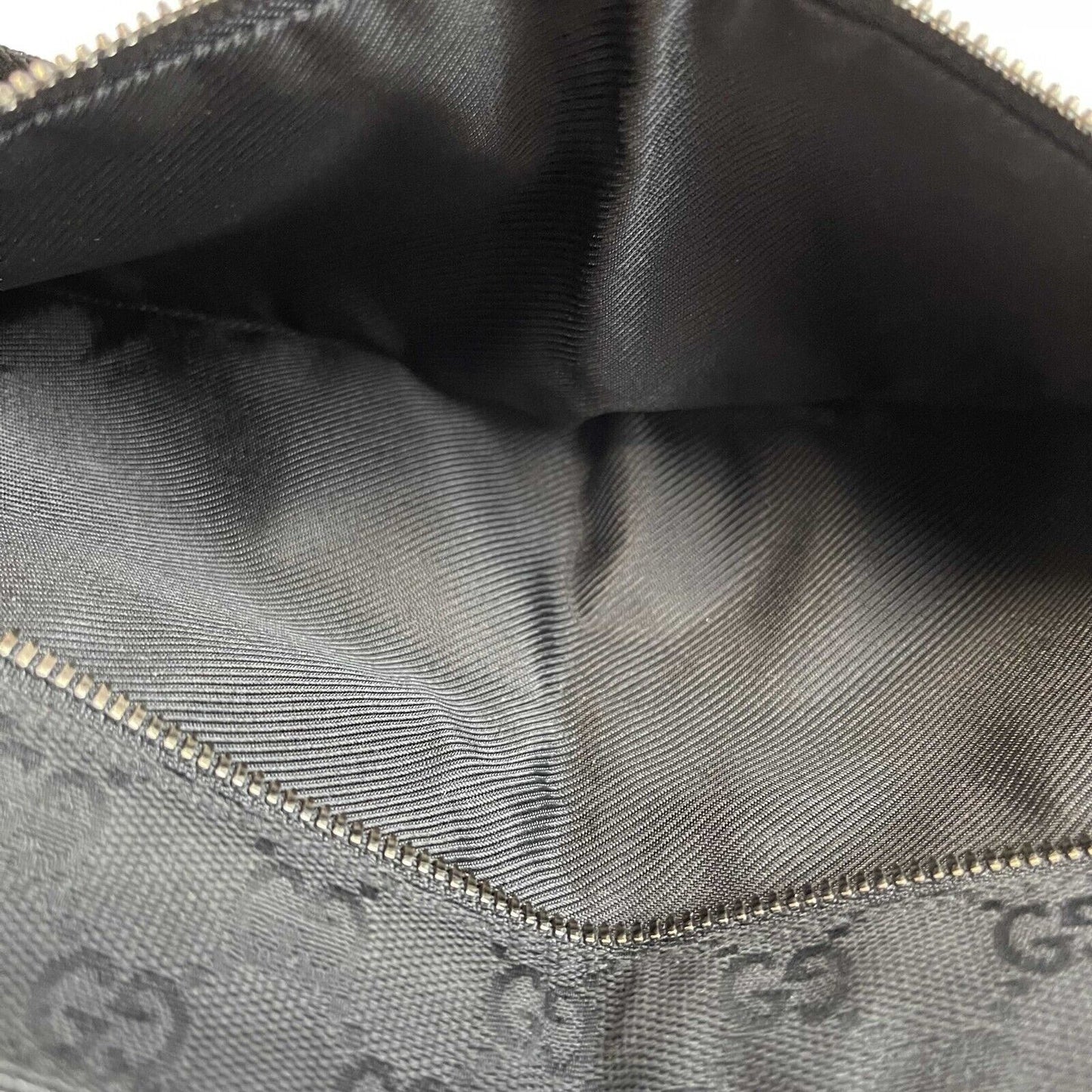 GUCCI GG Monogram Double Pocket Belt Bum Bag Black Excellent