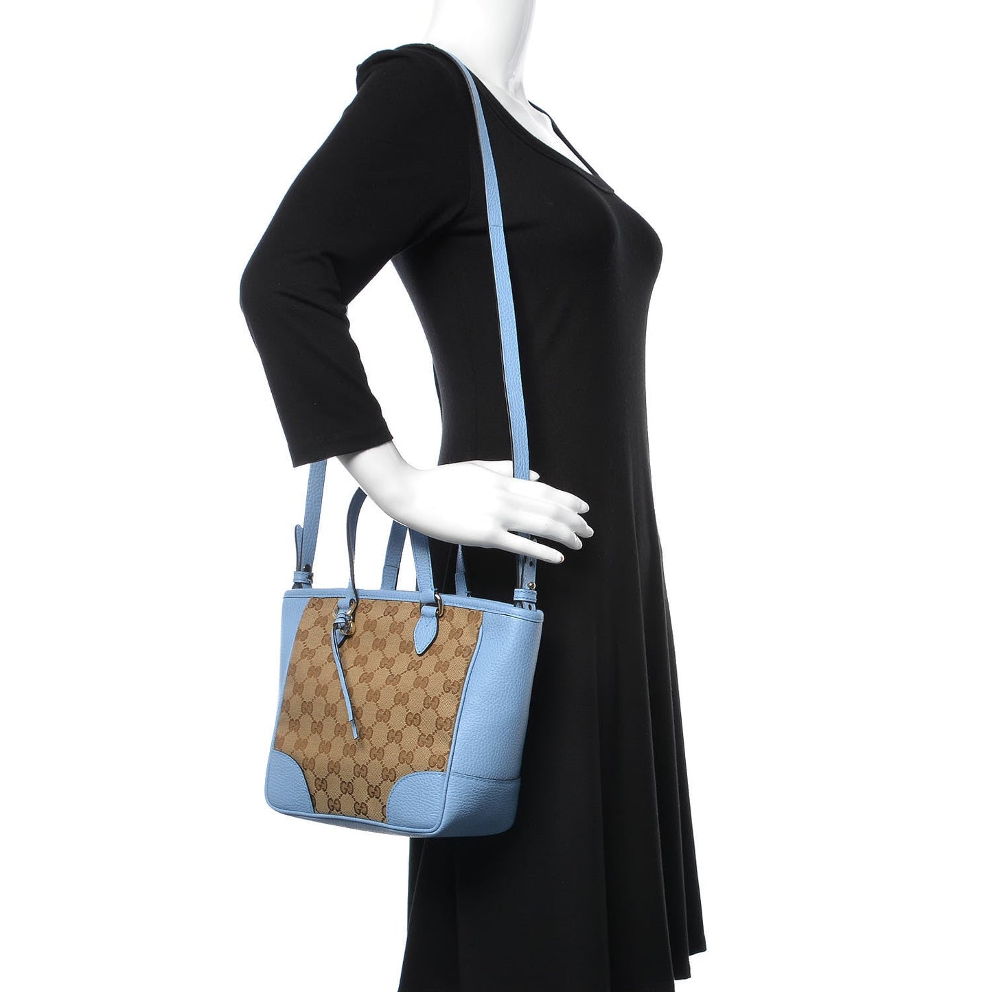 Gucci GG Canvas Small Bree Tote in Mineral Blue