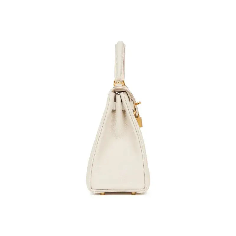 HERMES Kelly 25  cream Togo leather Bag Handbag (25,28)