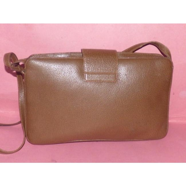 Gucci W Red Green Striped Coated Canvas Accents Brown Leather Cross Body Bag