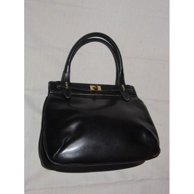 Gucci Padlock Top Handle Bag W Hinged Topcompartments Black Leather Satchel