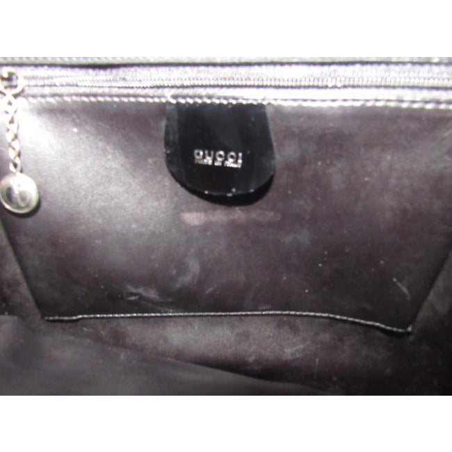 Gucci Vintage Pursesdesigner Purses Black Glossy Leather With Large Horse Bit Accent Satchel