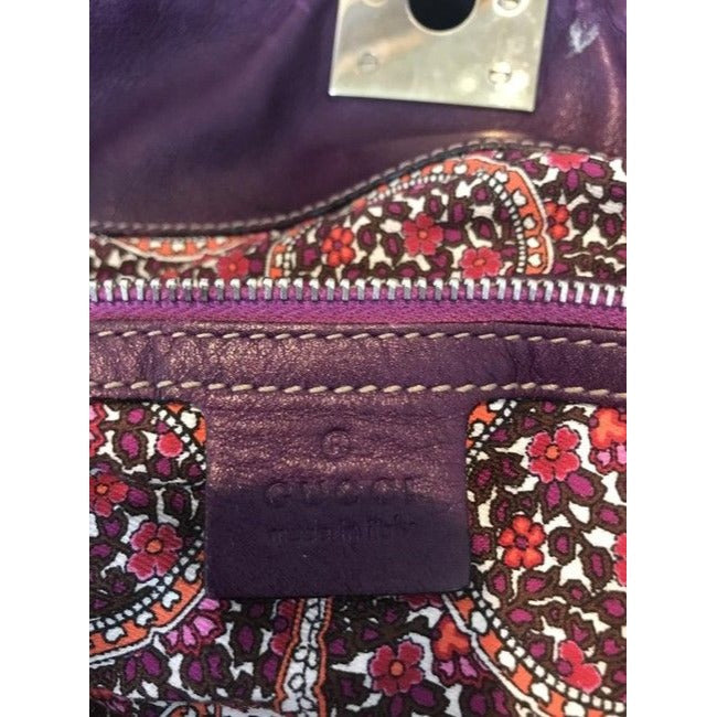 Gucci Black W Purple & Red Suede And Leather Indy Xl Hobo Bucket Bag
