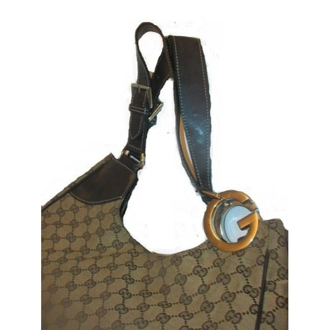 Gucci Top Handle Xl W Canvasleather Metal G Accents Brown Guccissima Print Leather Tote