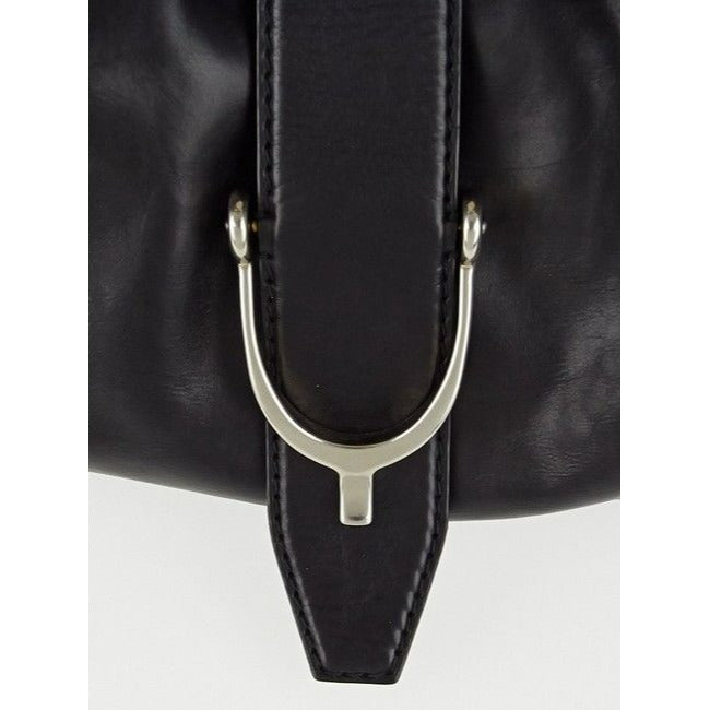 Gucci Stirrup Hobo Xl Top Handle Style Satcheltote Black Leather With Chrome Satchel