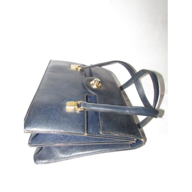 Gucci Vintage Pursesdesigner Purses Navy Blue Leather Satchel