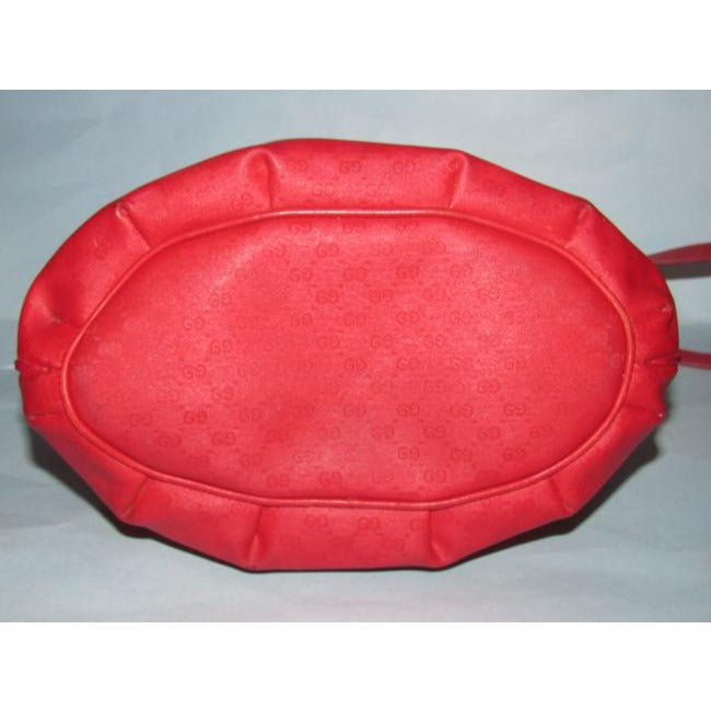 Gucci Vintage Red Small G Logo Coated Canvas And Leather Satchel
