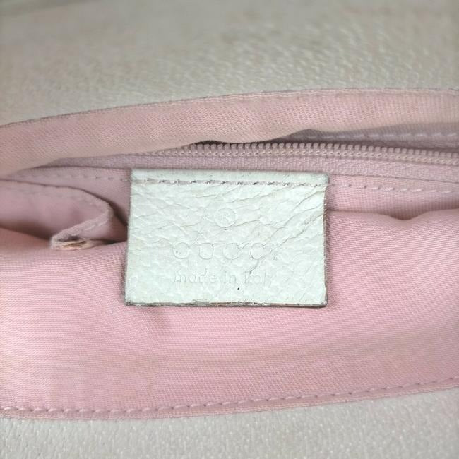 Gucci Pink Guccissima Print Canvas And White Leather Eclipse Bucket Bag