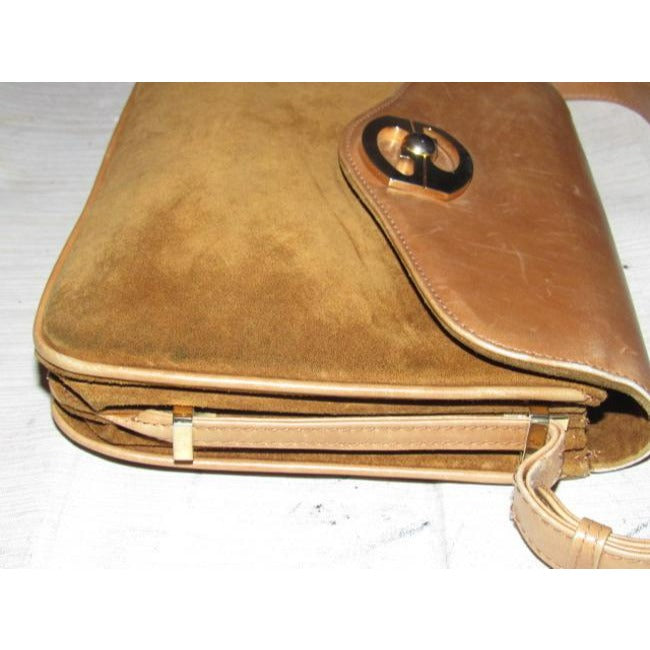 Gucci Vintage Pursesdesigner Purses Camel Suede And Leather Shoulder Bag