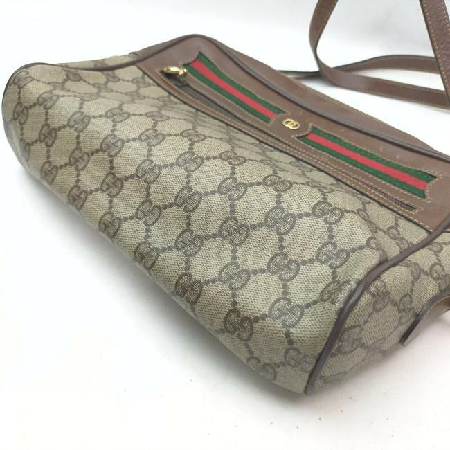 Gucci Ophidia Shoulder W Guccissima Canvasleather Redgreen Brown Printredgreen Stripe Coated Canvas