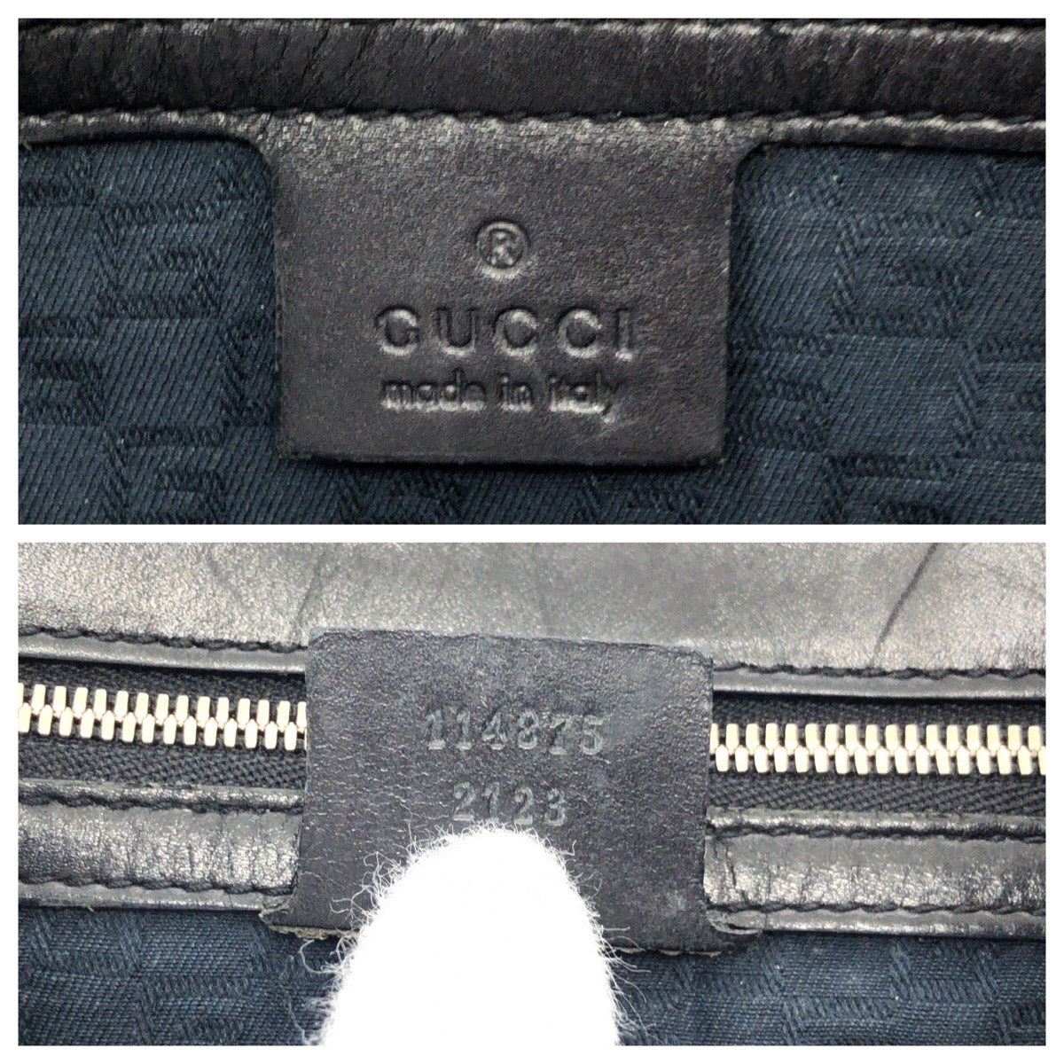 GUCCI Shoulder Bag 114875 leather Black SilverMetal Hobo Shoulder Bag Interlocking Women Used