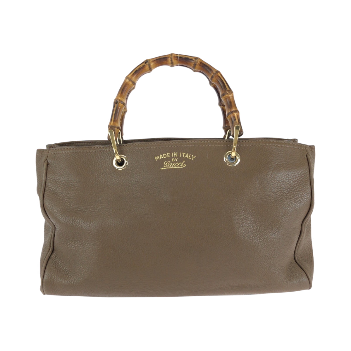 GUCCI Handbag 323660 leather Brown Gold Metal Handbag Tote Bag Bamboo Women Used