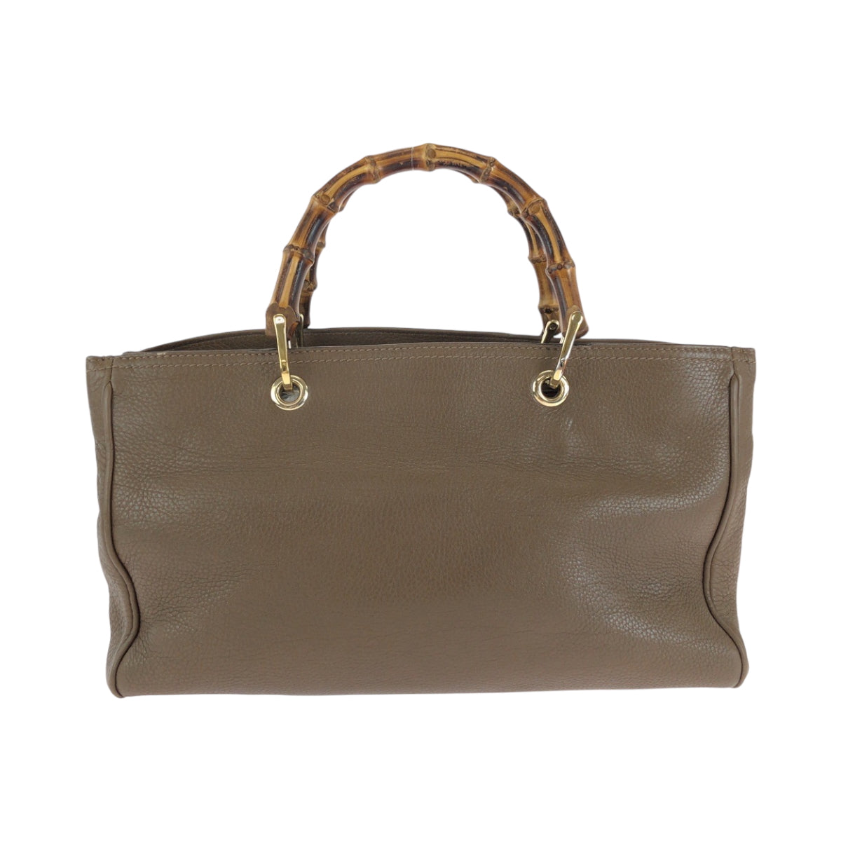 GUCCI Handbag 323660 leather Brown Gold Metal Handbag Tote Bag Bamboo Women Used