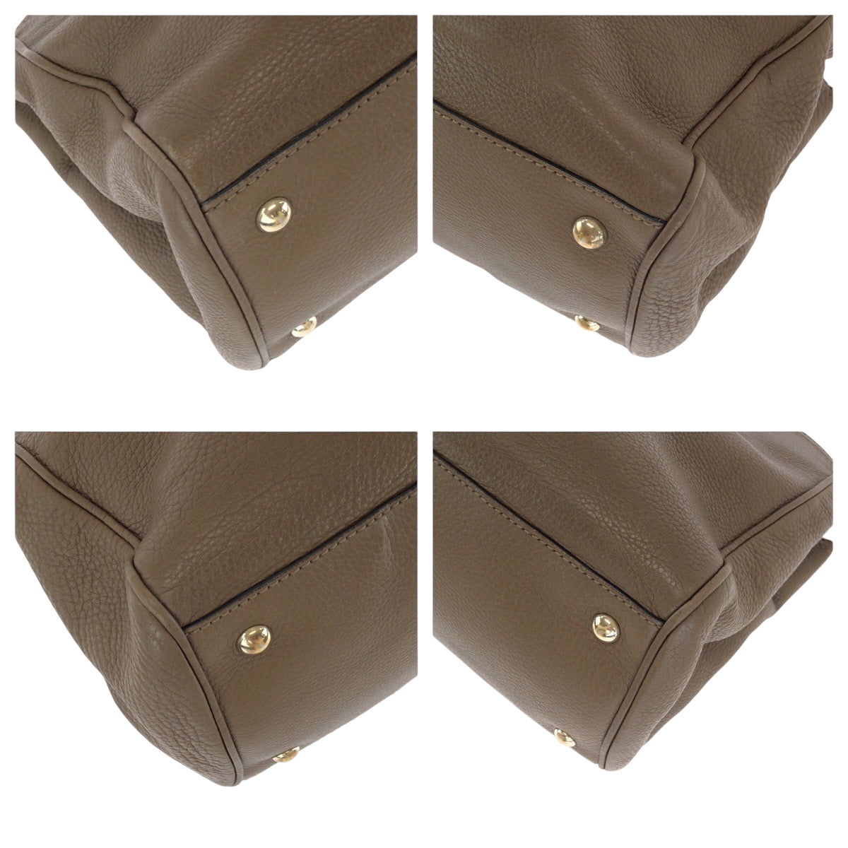 GUCCI Handbag 323660 leather Brown Gold Metal Handbag Tote Bag Bamboo Women Used